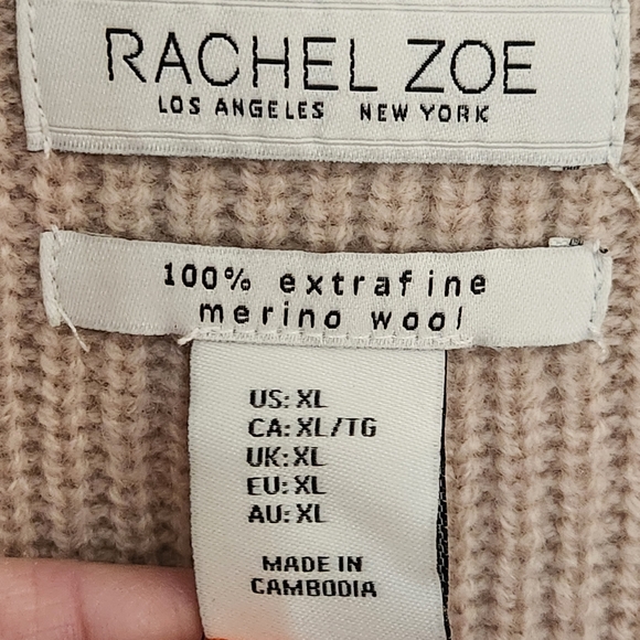 Rachel Zoe 100% Extrafine Merino Wool Longline Sweater Vest 28” Length XL - Picture 3 of 11